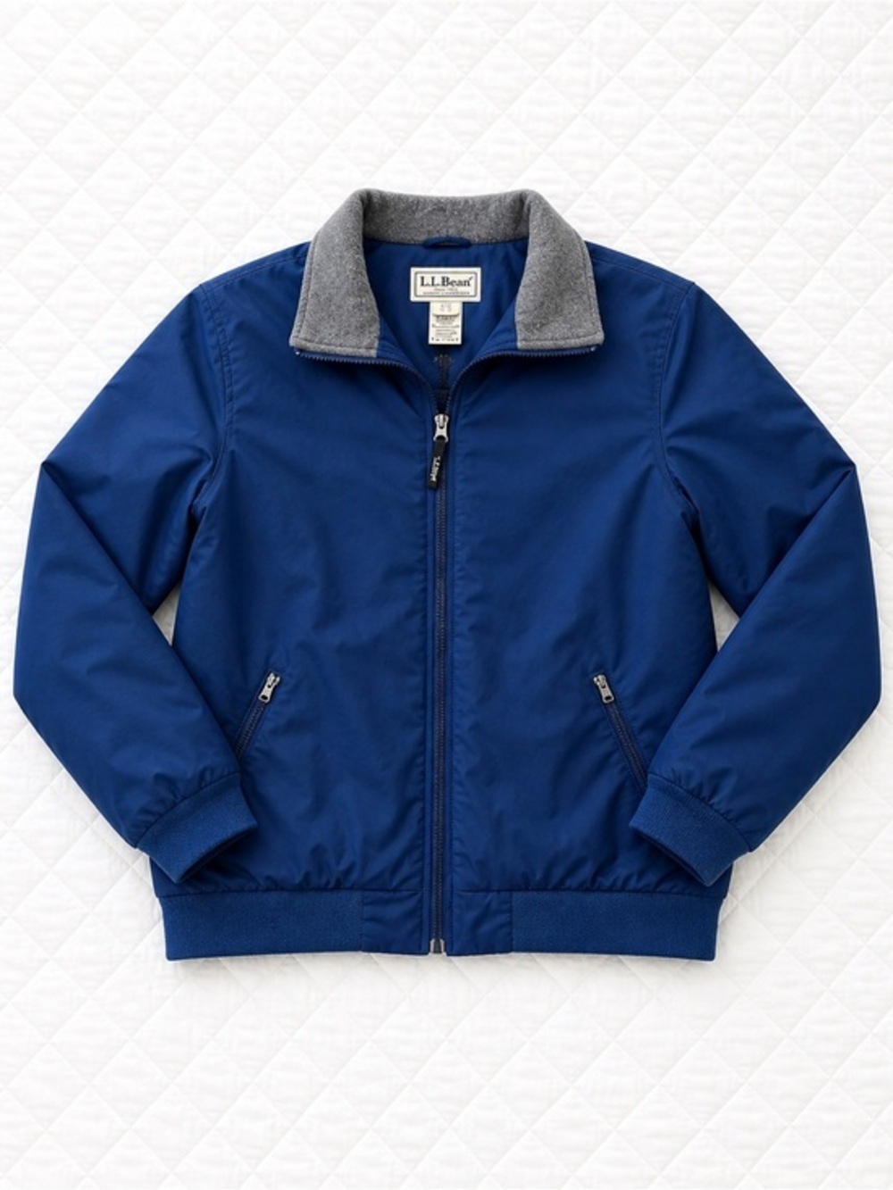 L.L.Bean Warm Up Jacket Fleece Lined Nylon Windbreaker Blue XLT